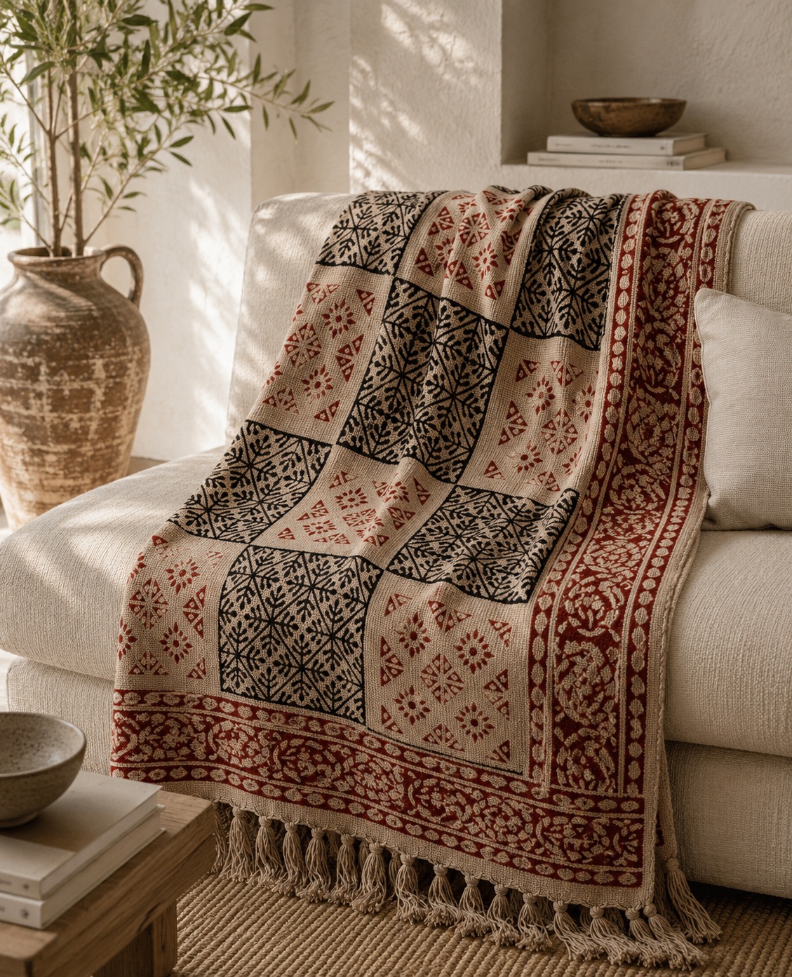 Bagru print throw